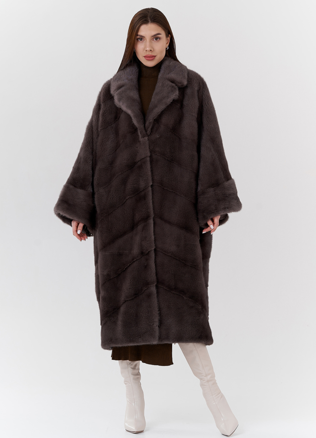 Норковая шуба с английским воротником  модель № 23816 универмаг малина