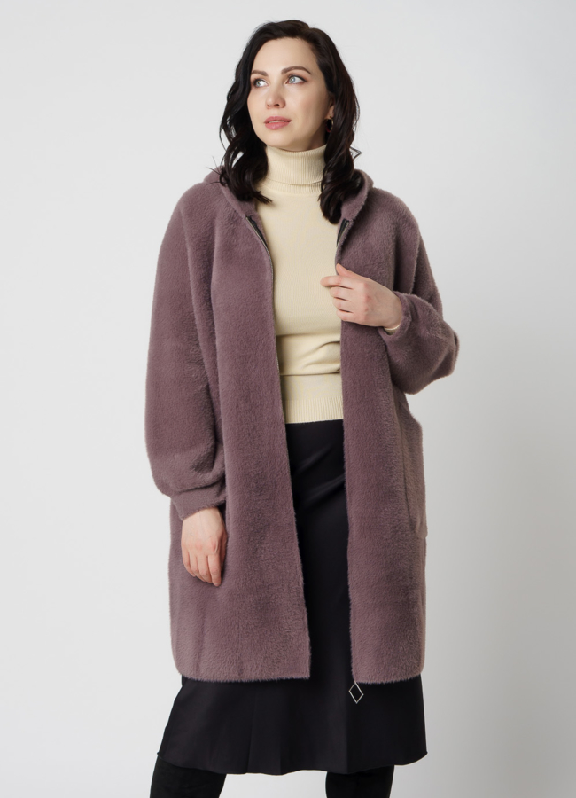 Женское пальто с капюшоном модель № 6601 универмаг малина