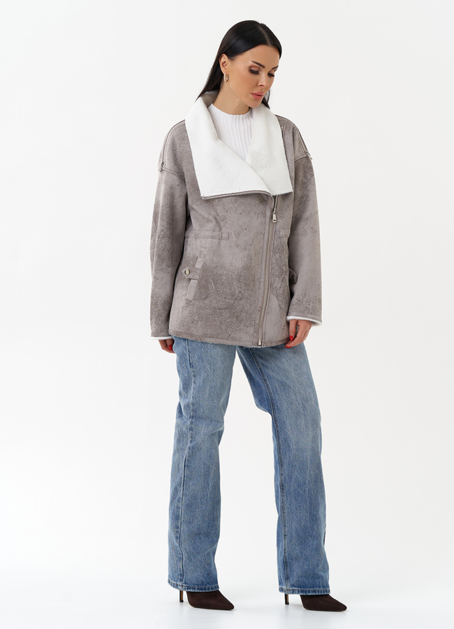 Женская дубленка из эко замши  модель № 29983 в кредит