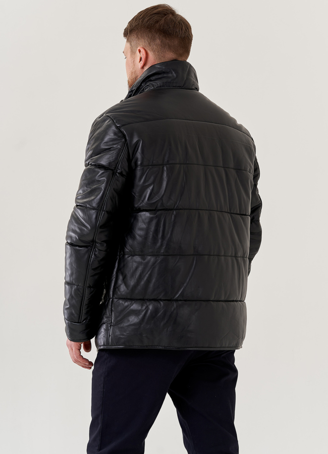 Пуховик мужской из натуральной кожи  модель № 79167 универмаг малина