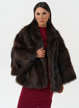 Женская шуба из меха канадского енота Женская шуба из меха канадского енота