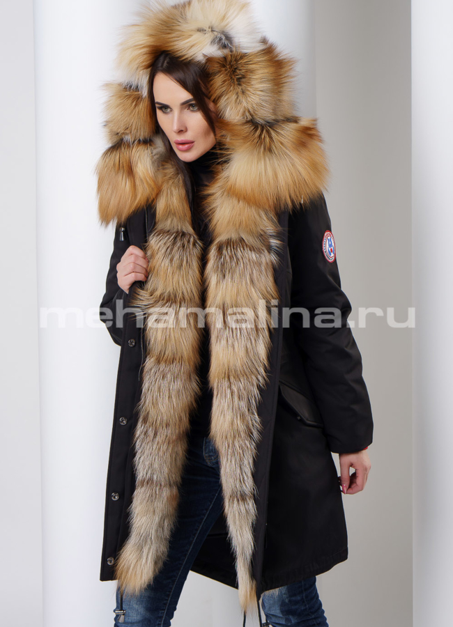 Парка с мехом лисы модель № П-160 универмаг малина