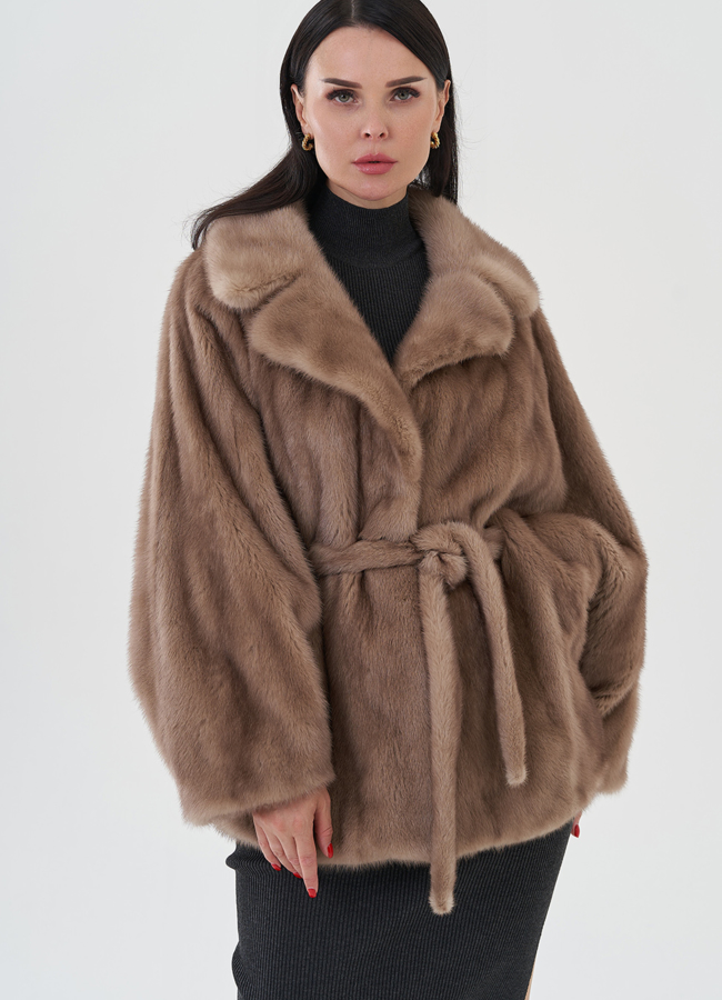 Шуба из норки под пояс модель № 24821 универмаг малина