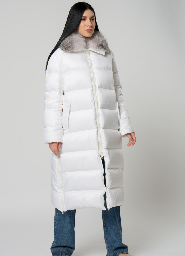 фото Пуховик женский с меховой отделкой  модель № 22167