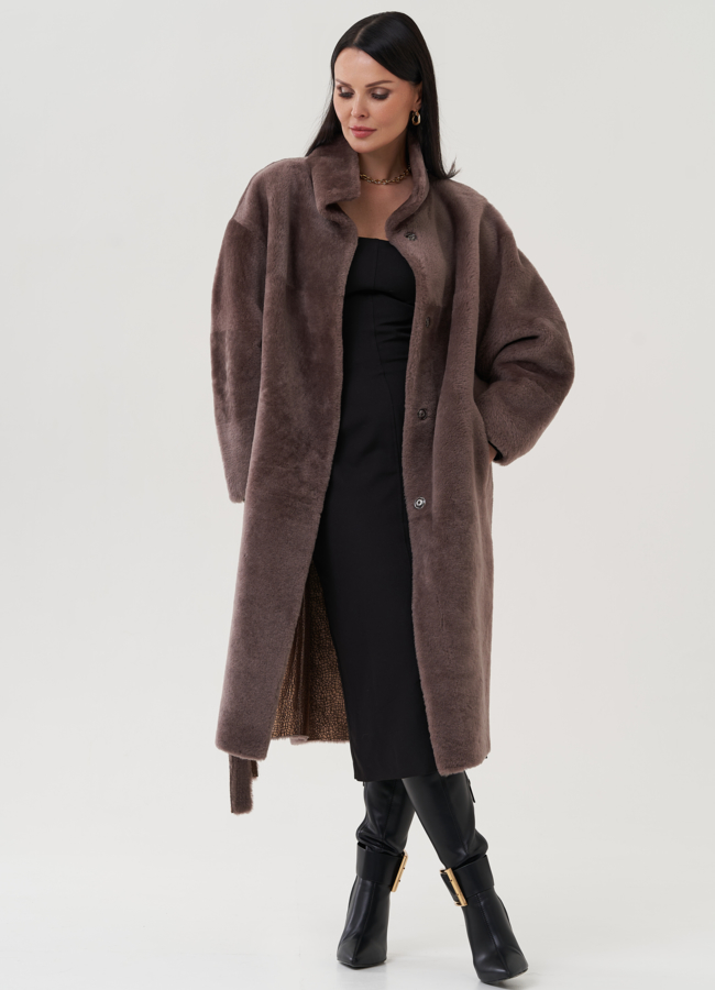 Двухсторонняя дубленка в цвете капучино модель № 25526 универмаг малина