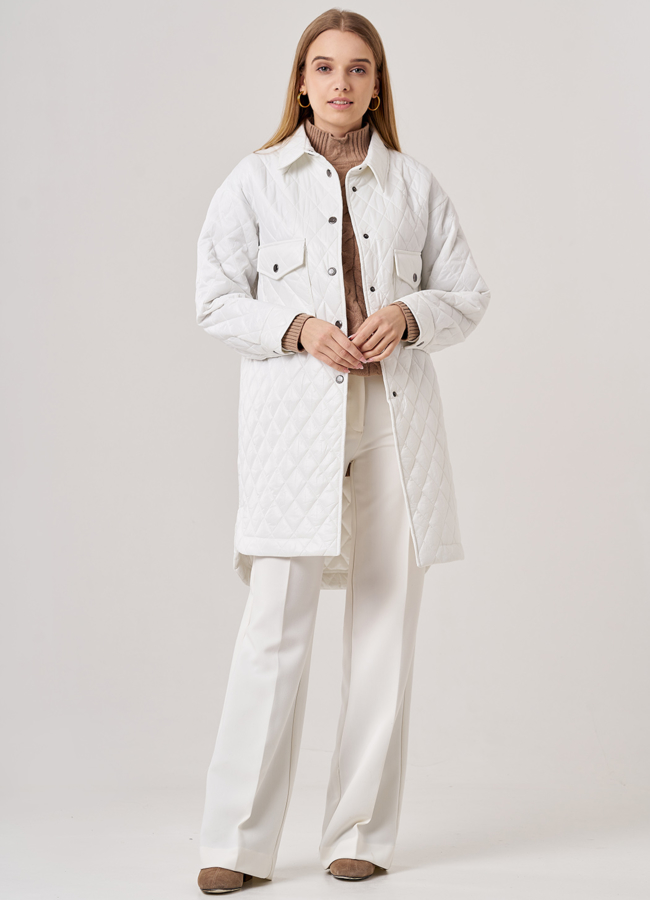 Полупальто-рубашка белого цвета модель № 38 в кредит