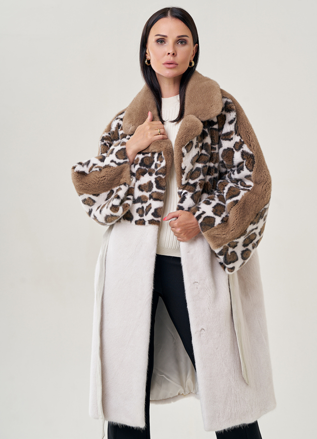 Длинная шуба оверсайз из скандинавской норки модель № 78739 универмаг малина