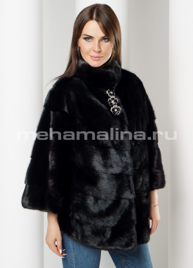 Шуба из норки модель № S-626 меха малина