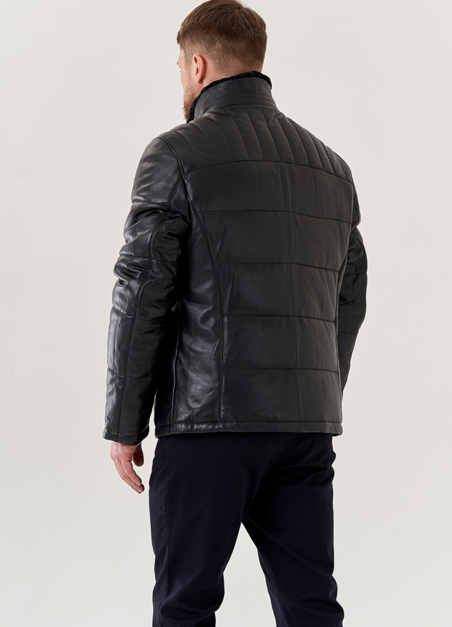 Куртка мужская из натуральной кожи со стойкой  модель № 79609 в кредит