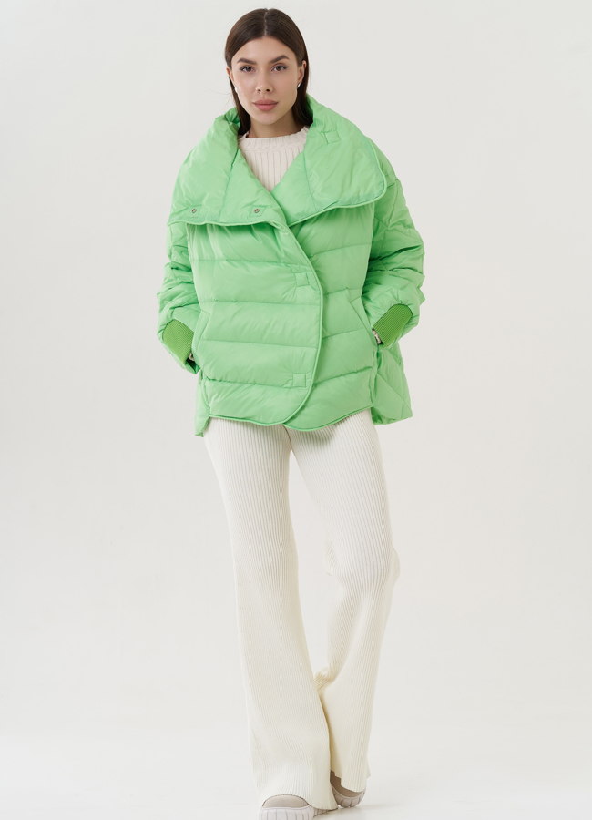 Куртка женская оверсайз  модель № 25949 меха малина