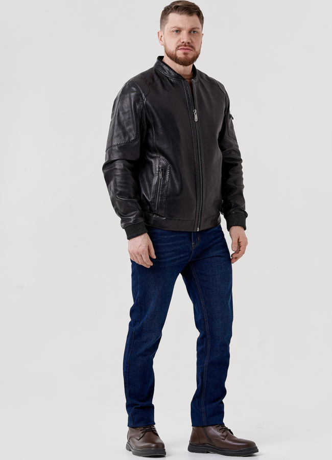 фото Куртка бомбер черного цвета  модель № 24398