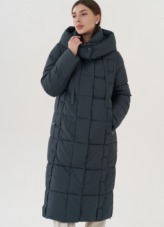 Пуховик женский с капюшоном  модель № 25707 меха малина