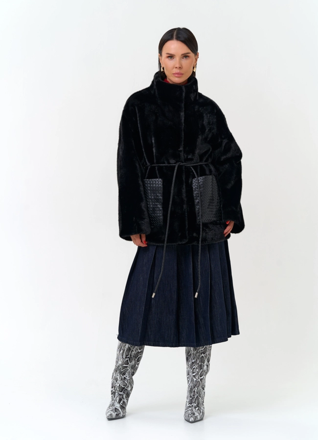 Женская куртка из эко меха модель № 33884 универмаг малина