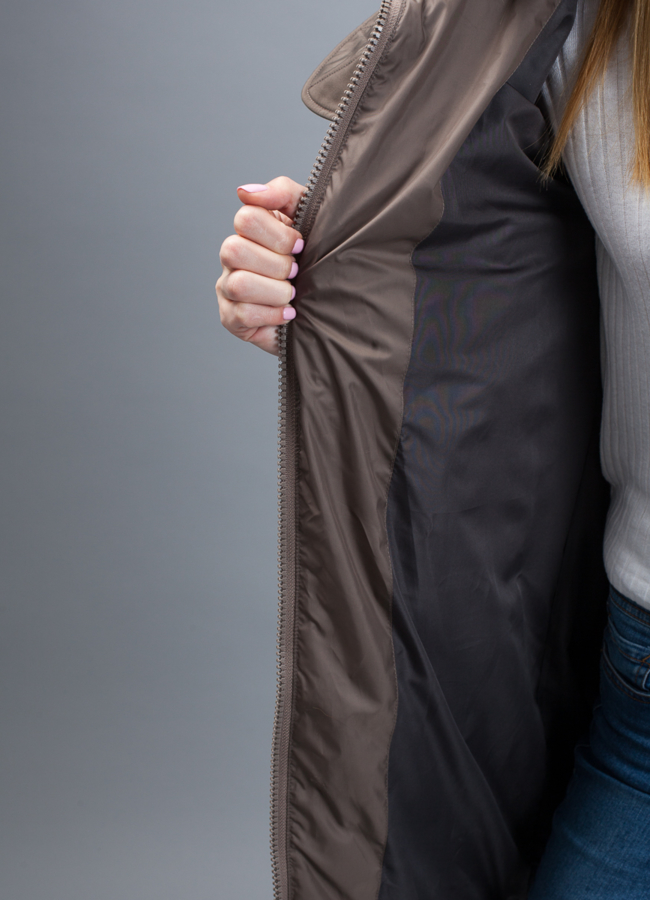 Пуховик на биопухе женский модель № П-342 универмаг малина