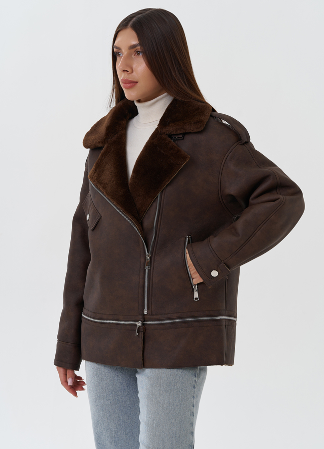 Женская дубленка из эко кожи модель № 27753 в кредит