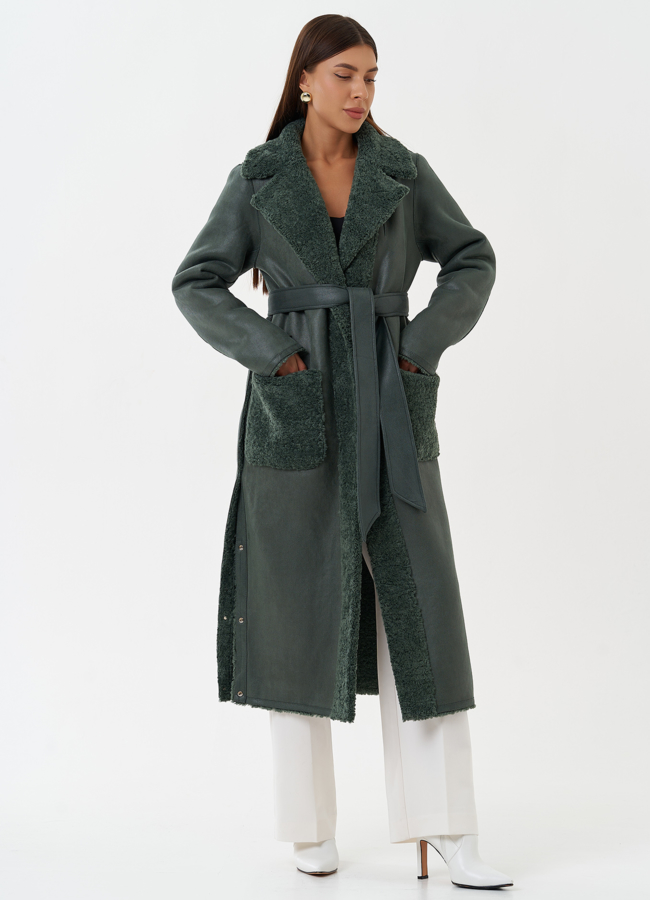 Двухсторонняя дубленка из эко кожи модель № 27778 в кредит