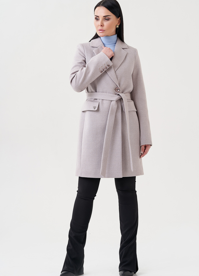 Женское пальто-пиджак в коричневом цвете модель № 23966 в рассрочку