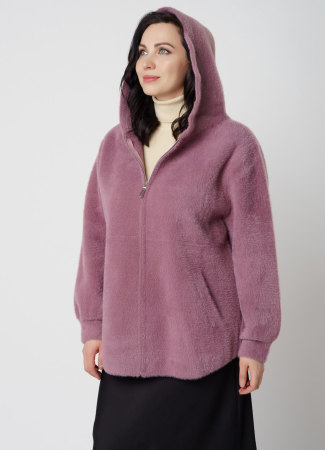 Женский короткий кардиган с капюшоном модель № 9852 универмаг малина