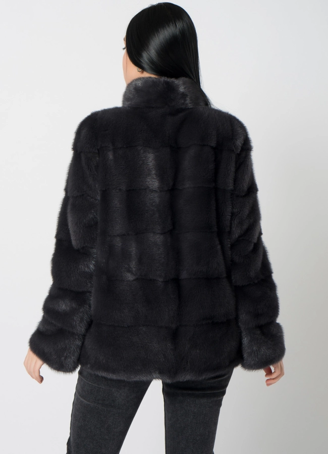 Куртка из норки в сером цвете модель № 25394 в кредит