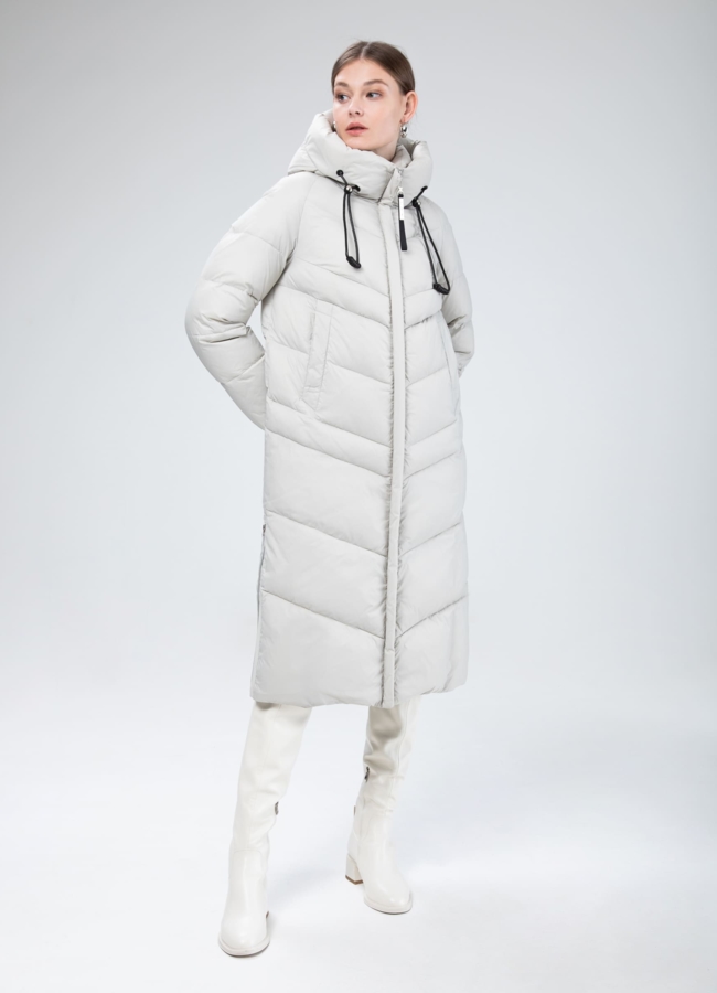 Пуховик женский с капюшоном  модель № 25516 меха малина