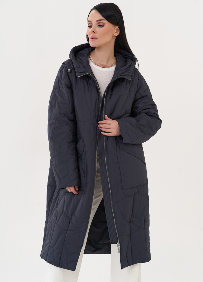 Стеганый пуховик с накладными карманами модель № 27010 в кредит