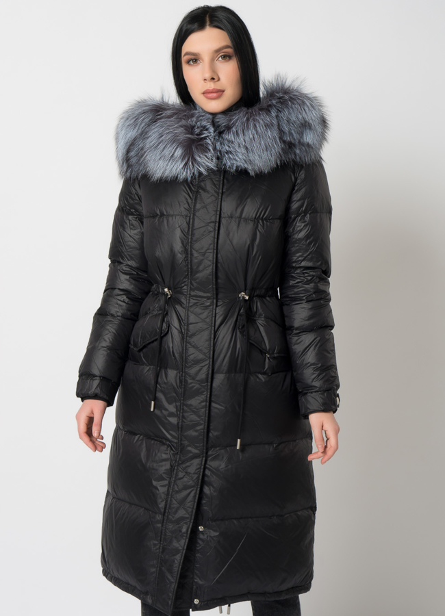 Парка - пуховик с мехом чернобурки модель № 75732 универмаг малина