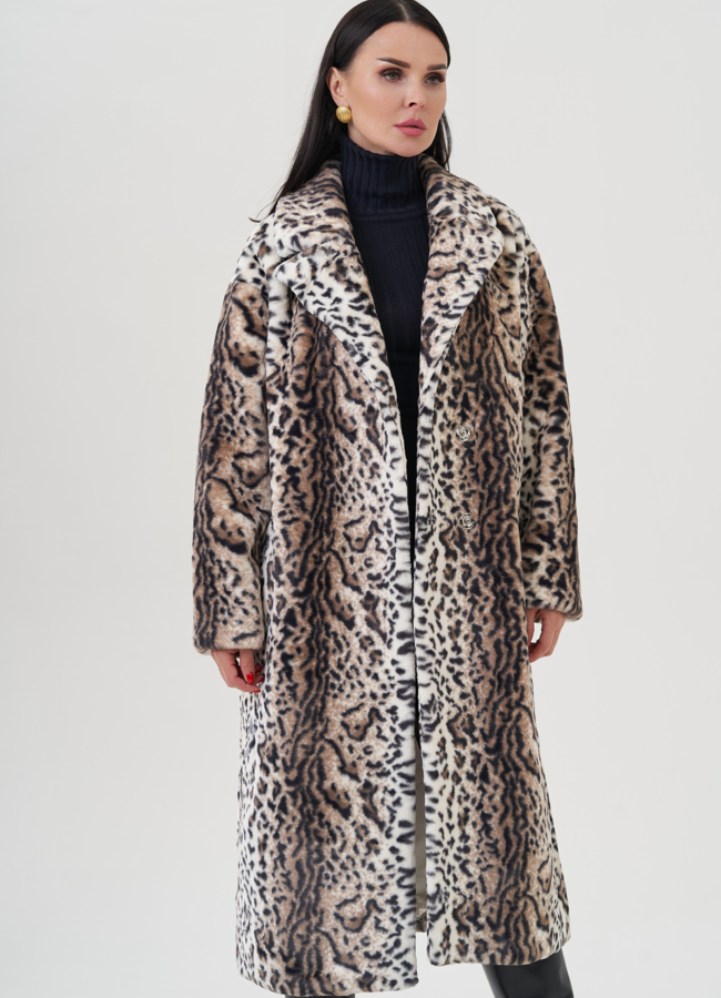 Шуба из эко меха с принтом модель № 24911 универмаг малина