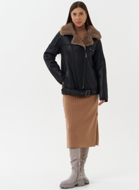 Дубленка из эко кожи черного цвета