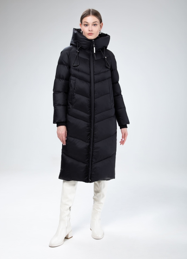 Женский пуховик с капюшоном  модель № 25514 меха малина