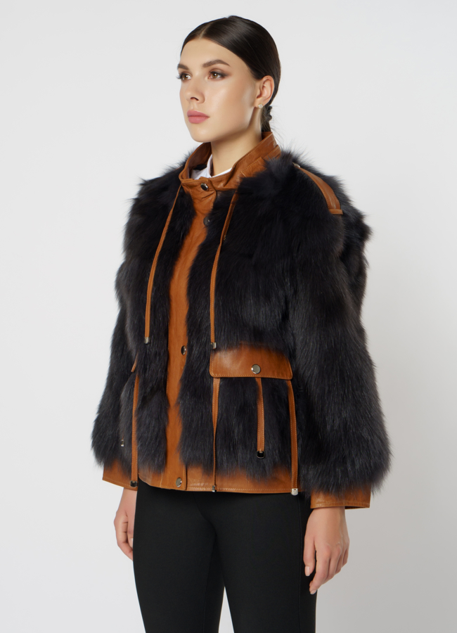 Куртка женская с отделкой из песца модель № 20221 универмаг малина