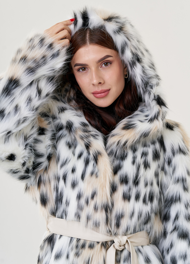 Женское полупальто из искусственной рыси  модель № 23618 универмаг малина