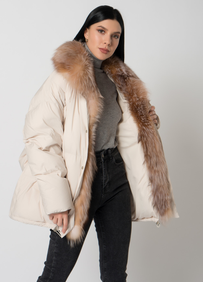 Пуховик с натуральным мехом модель № 2316 универмаг малина