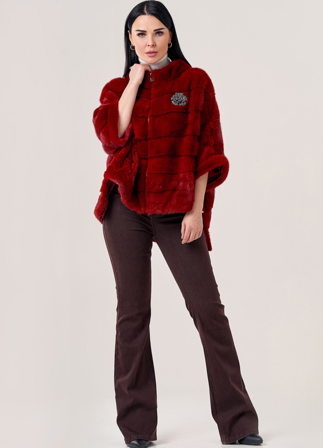 фото Короткая шуба из норки на молнии  модель № 23711