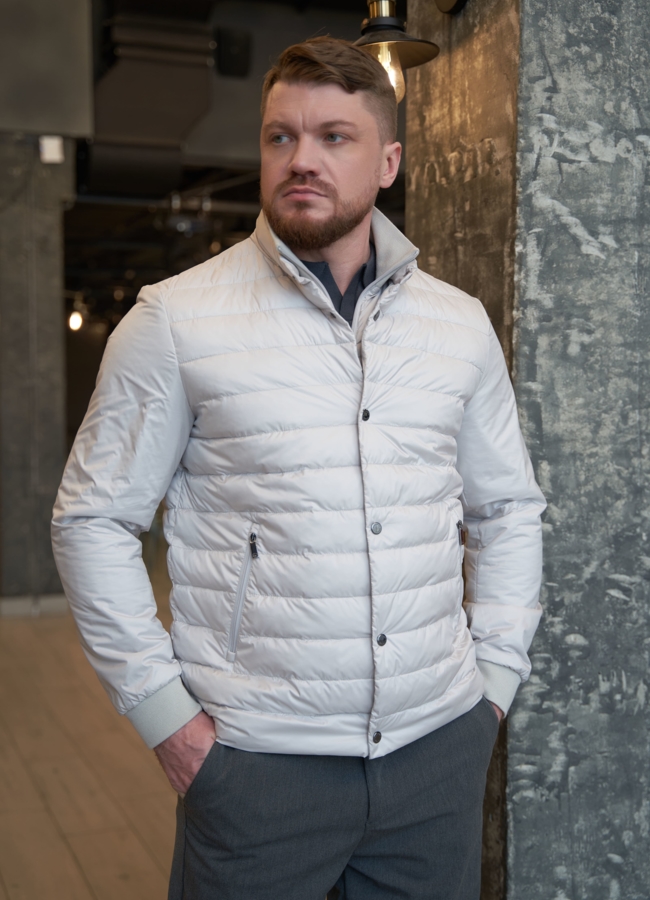 Мужская куртка серого цвета модель № 30210 меха малина Мужская куртка серого цвета модель № 30210 меха малина