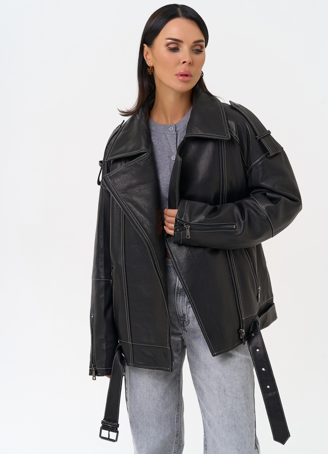 Куртка из натуральной кожи с капюшоном модель № 1729 универмаг малина