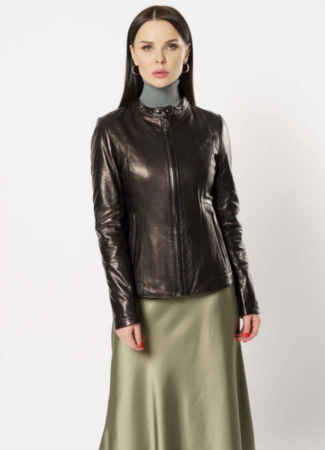 Куртка кожаная на молнии модель № 10627 универмаг малина