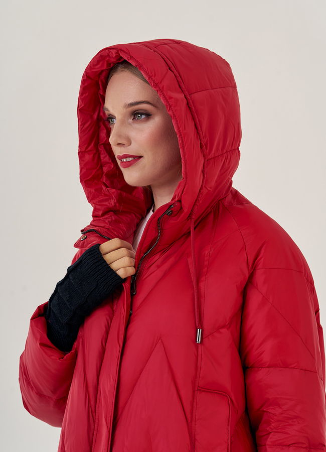 Женский пуховик оверсайз с капюшоном Malina Siberian модель № 23230 универмаг малина