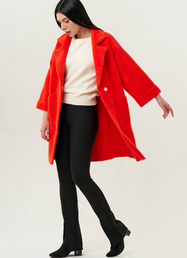 Женский кардиган с английским воротником в оранжевом цвете модель № 1829 универмаг малина