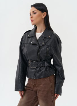 Куртка косуха из эко кожи черного цвета