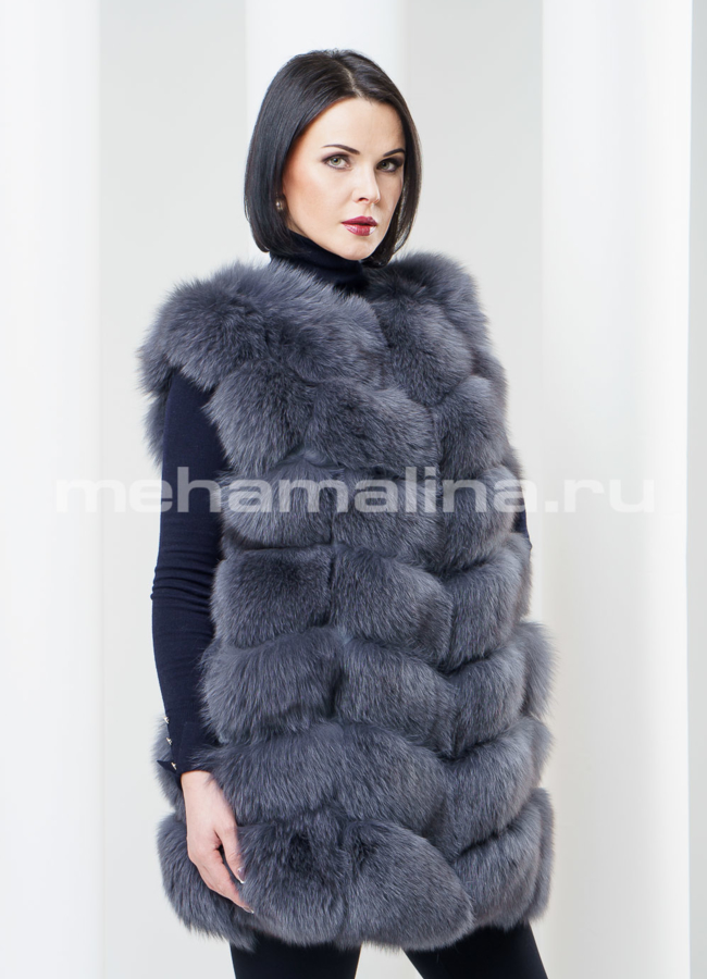 Меховой жилет из песца модель № M-76 универмаг малина