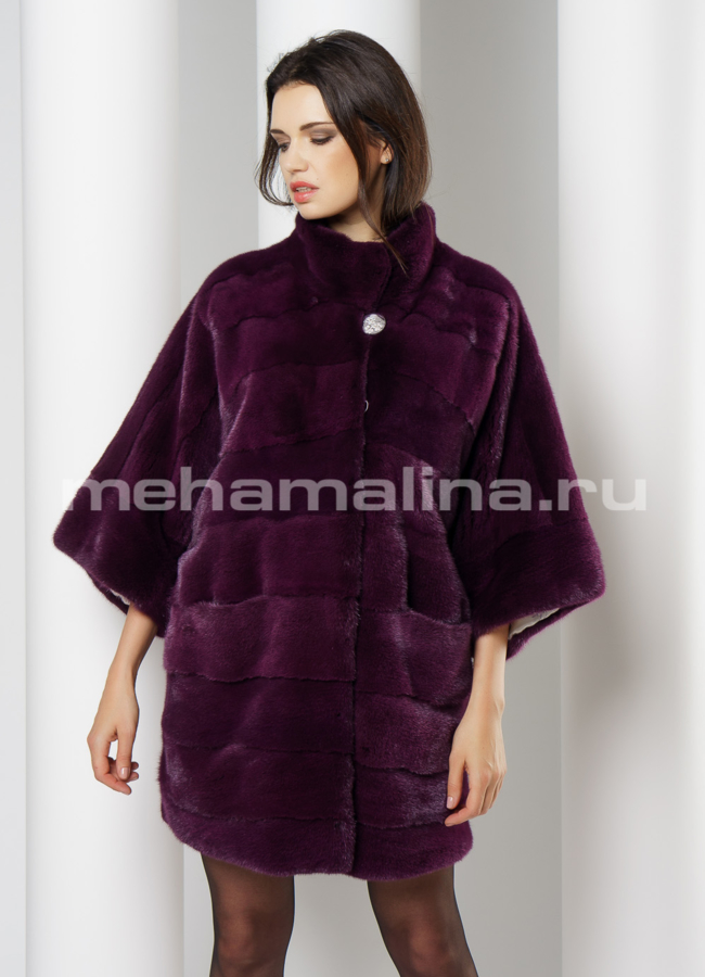 Шуба из норки модель № S-652 меха малина