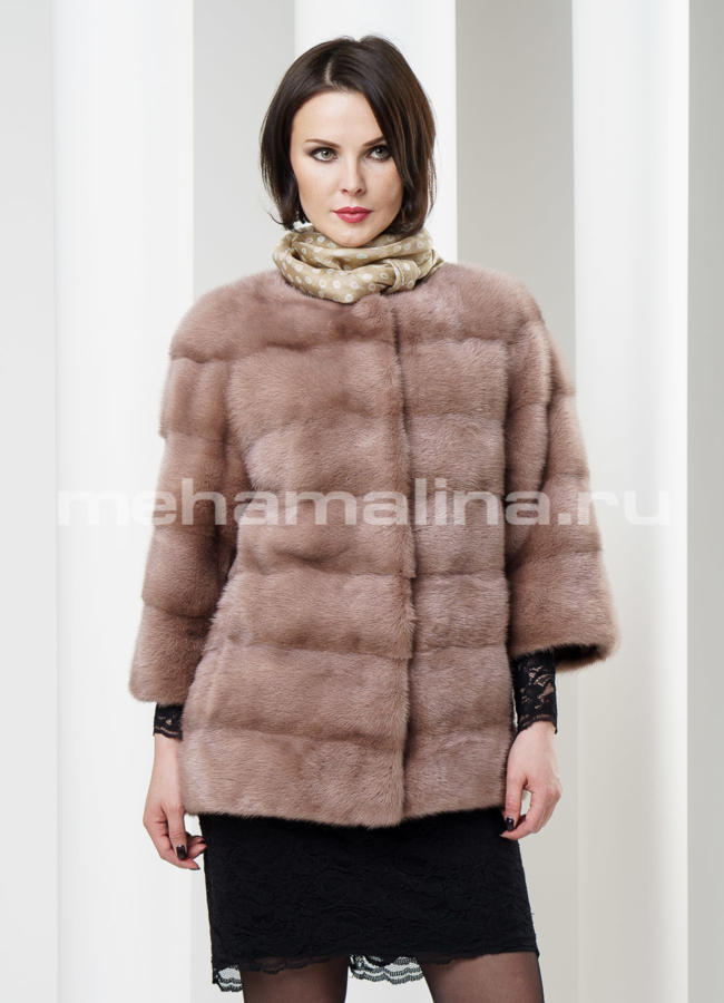 Норковый жакет рукав три четверти модель № S-185 в кредит