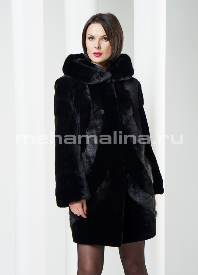 фото Шуба мутон с норковой отделкой модель № S-209