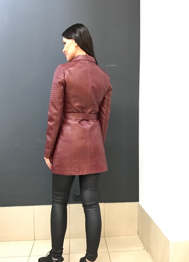 фото Куртка из эко кожи бордовый цвета  модель № 678D