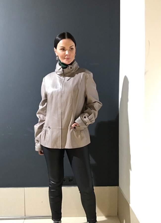 Куртка женская из эко кожи модель № 633 меха малина