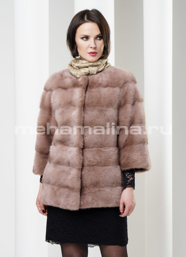 фото Норковый жакет рукав три четверти модель № S-185