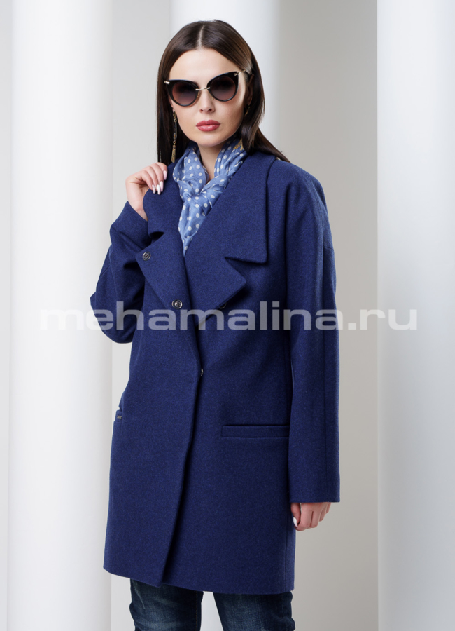 Пальто из шерсти модель № BP-104 меха малина