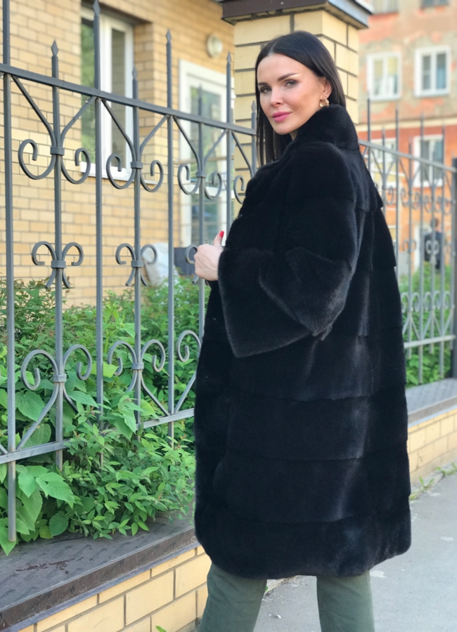 Женское пальто из скандинавской норки модель № S-765 в кредит