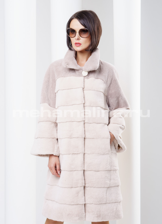 Шуба из кролика Рекс светлая модель № S-268 универмаг малина