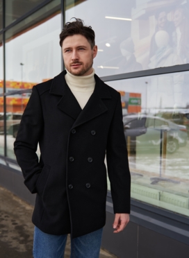 Мужское пальто черного цвета  Мужское пальто черного цвета